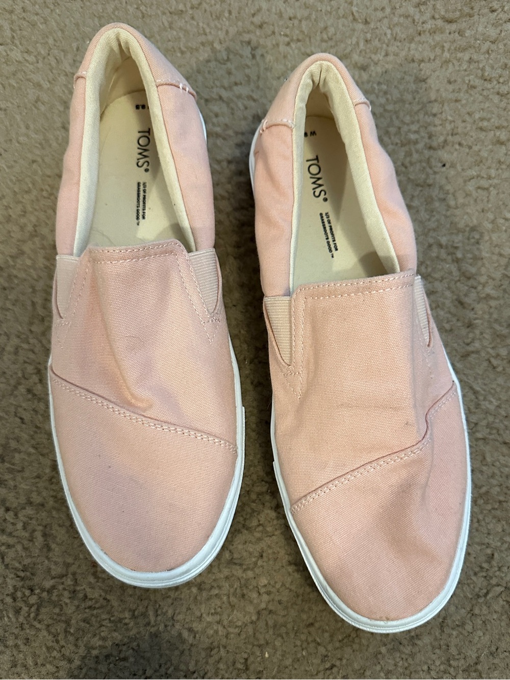 TOMS Classic Slip-On Canvas Shoes in Light Pink
